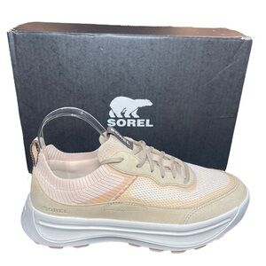 Sorel Ona 503 Low Knit Sneakers Platform Shoes Peach White Womens Size 10 NEW